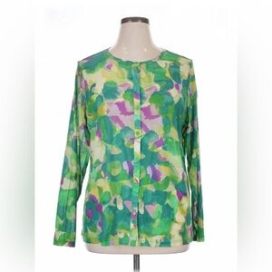 LOGO by Lori Goldstein Mesh Button Down Shirt